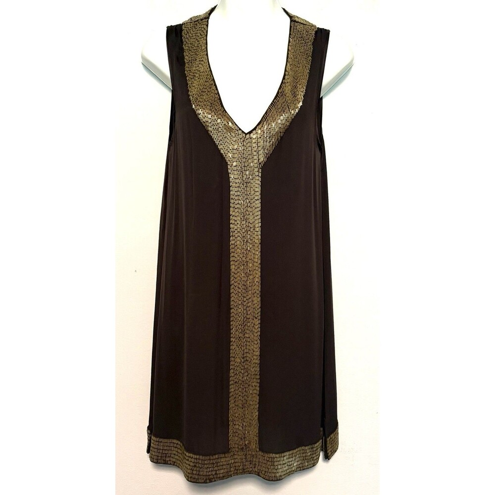 Alice + Olivia Silk Mini Tank Dress Sz M Beaded Shift Paris Hilton Y2K